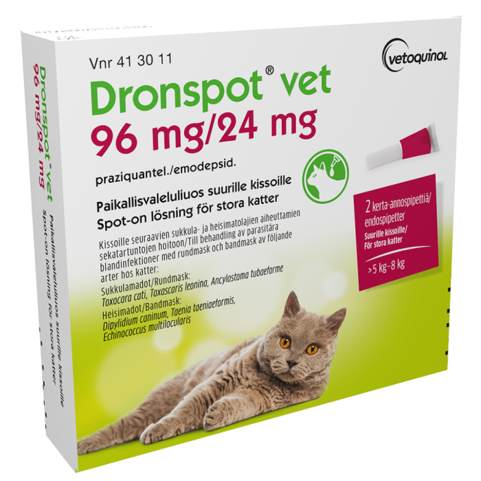 DRONSPOT VET paikallisvaleluliuos 96 mg / 24 mg 2 x 1.12 ml kuva 2