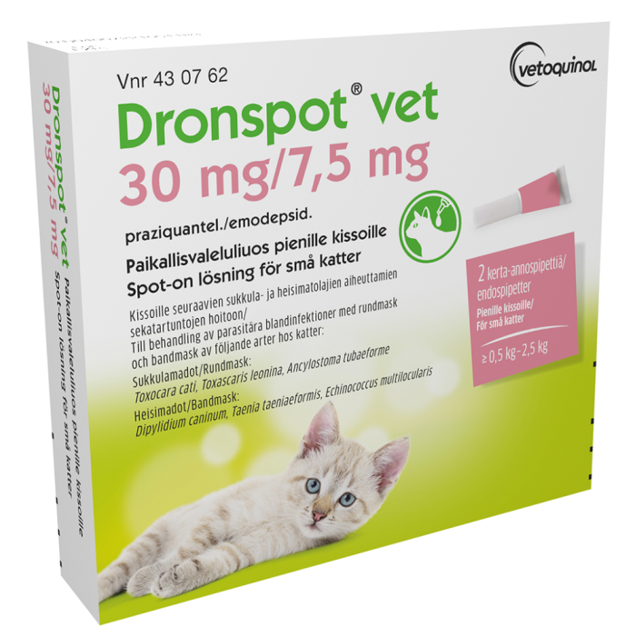 DRONSPOT VET paikallisvaleluliuos 30 mg / 7.5 mg 2 x 0.35 ml kuva 2