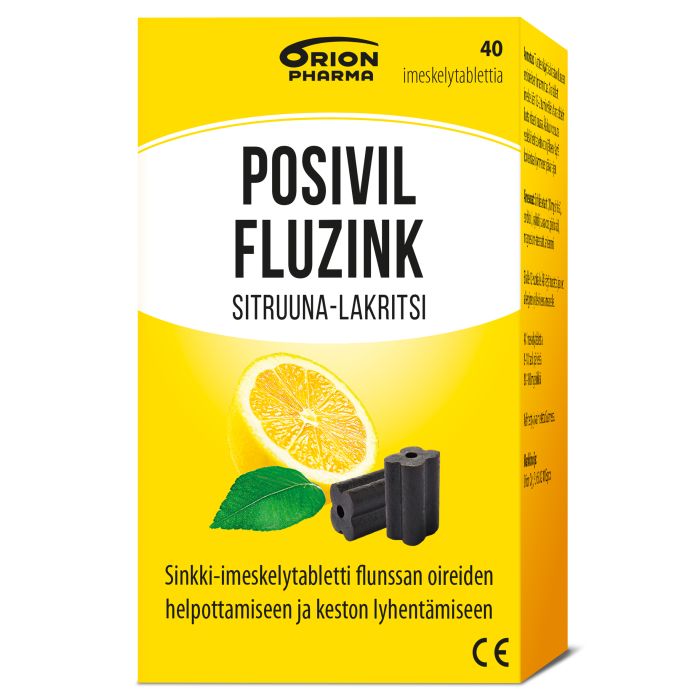 POSIVIL FLUZINK SITRUUNA-LAKRITSI 40 imeskelytabl kuva 2