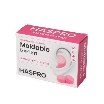 Haspro MOLDABLE silikonikorvatulp. pink. 6 paria