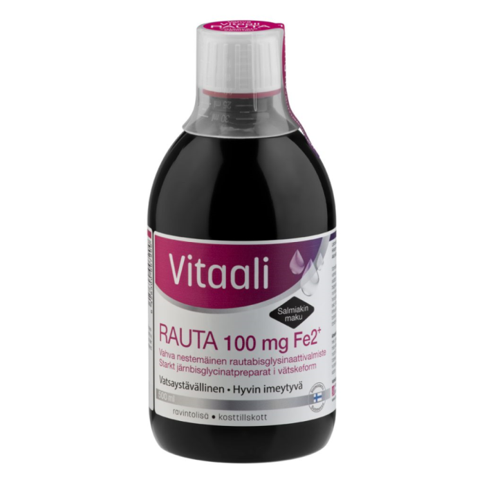 1000012303_Vitaali_Rauta_100_mg_salmiakinmaku_500_ml_pakkauskuva_Pakkauskuva19452_jpg